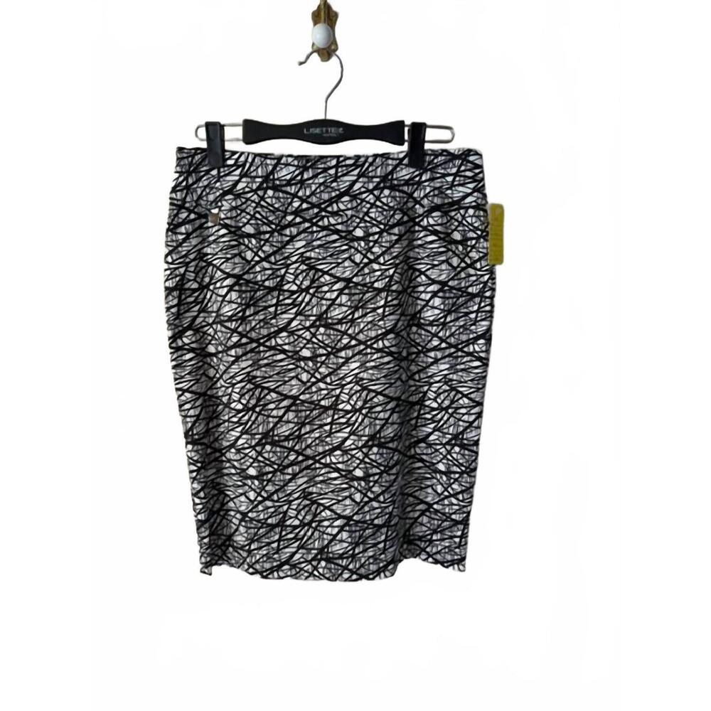 NEW LISETTE women's bamboo print skirt in black and white